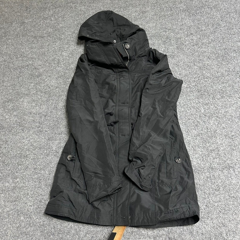 Hollister Parka Womens Size M Black Plaid Lined Utility Hooded Coat 3U1531